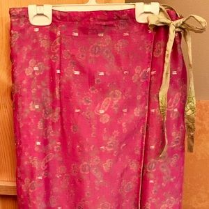 Floating Lotus silk skirt; wrap around, reversible